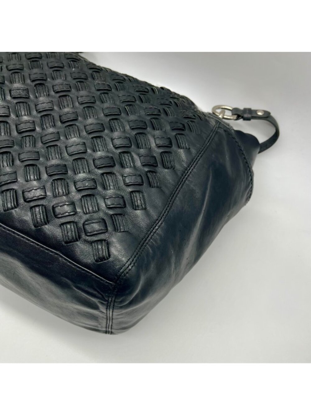 Coach Black Woven Leather Shoulder Bag F17099 - Picture 8 of 11